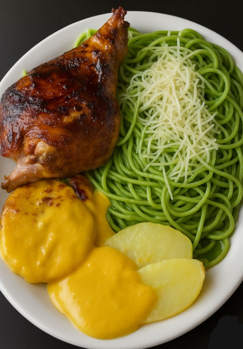 Tallarín verde + 1/4 de pollo